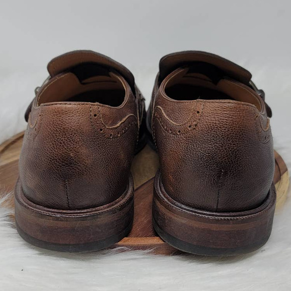 GEOX CUOIO Men\'s Leather Brown Wing Tipped Side Buckle Dress Shoe 44/ US 11